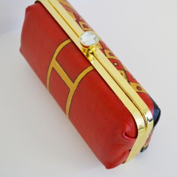 Gold Clotch - Hand Painted Clotch- Leather Clutch